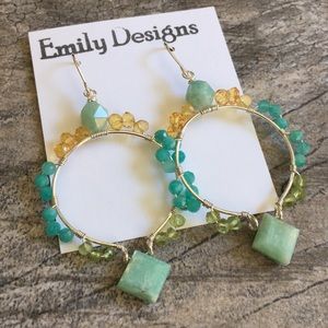 Amazonite wrapped hoop earrings sterling